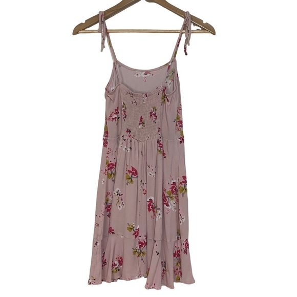 Express pink floral ruffle hem fit and flare sleeveless dress XXS Y2K Fairycore - Picture 5 of 6